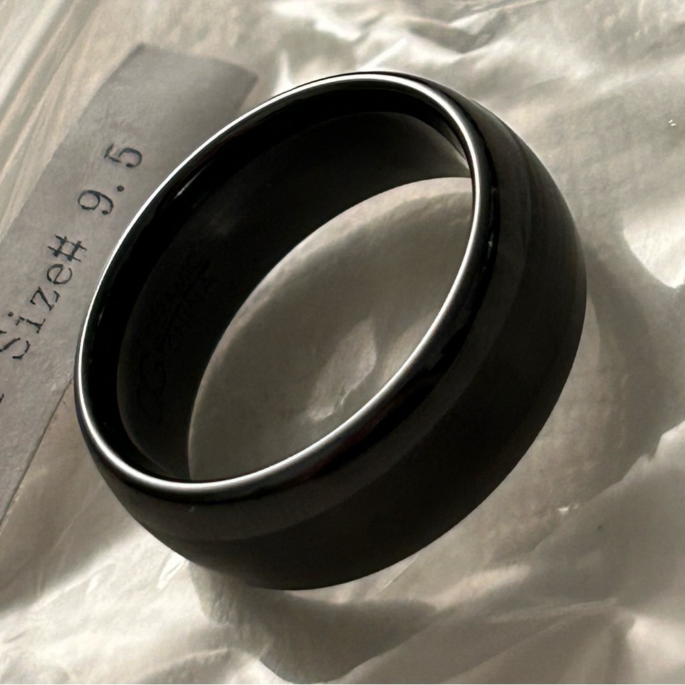 Stunning, Black, Wedding Band Style, Ring, Brand New, Size 9.5